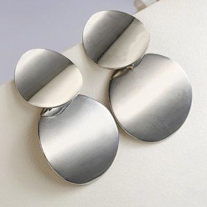 Boho Chic Silver Double Drop Round Earrings